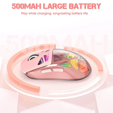 Onikuma CW930 Tri-Mode Vezeték Nélküli Gamer Egér - Pink
