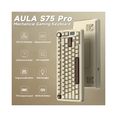 AULA S75 PRO Vezeték Nélküli Mechanikus Gamer Billentyűzet