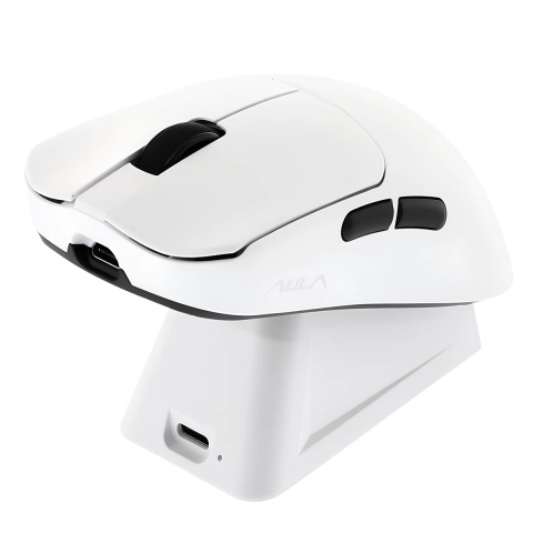 AULA SC380 Pro Tri-Mode Vezeték Nélküli Gamer Egér + Dokkoló - Fehér