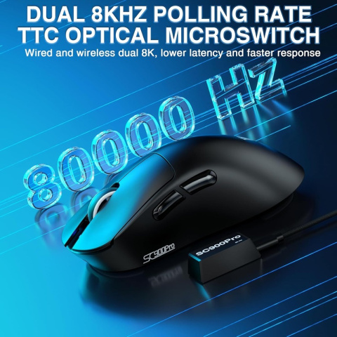 AULA SC900 Pro Tri-Mode Vezeték Nélküli Gamer Egér - Fekete