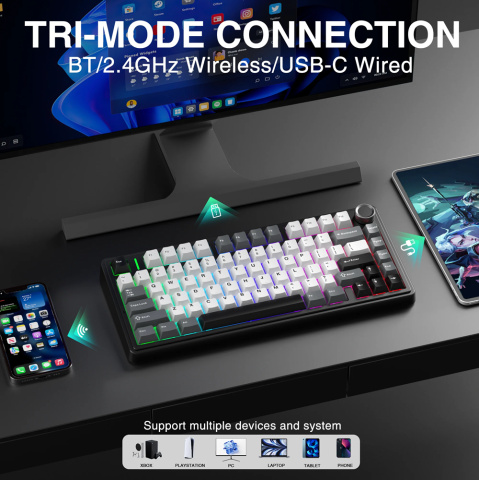 AULA F75 HE Tri-Mode Magnetic Switch Mechanikus Gamer Billentyűzet
