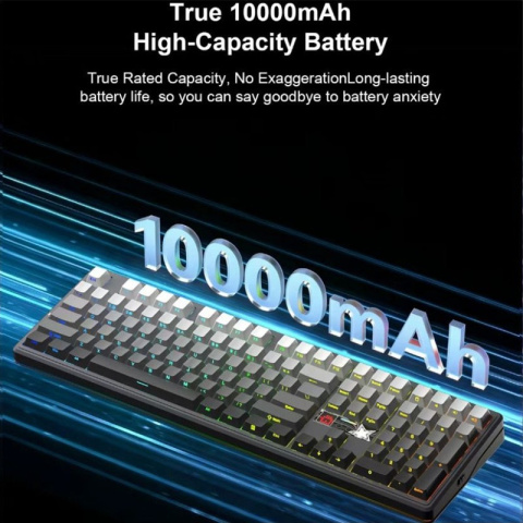 AULA F108 PRO V2 Tri-Mode Vezeték Nélküli Mechanikus Gamer Billentyűzet - Szürke