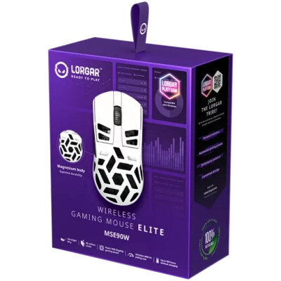 LORGAR Elite MSE90W Tri-Mode Gamer Egér - Fehér