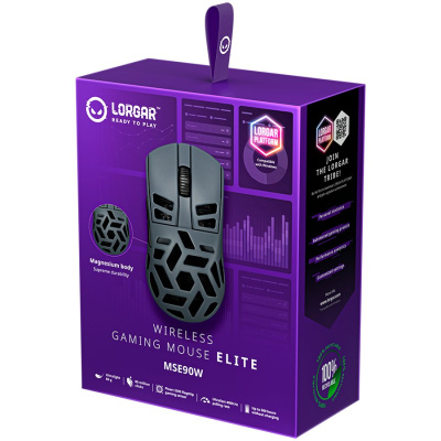 LORGAR Elite MSE90W Tri-Mode Gamer Egér - Gunmetal Szürke