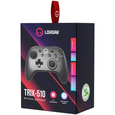 Lorgar TRIX-510 vezeték nélküli multiplatform gamepad, fekete