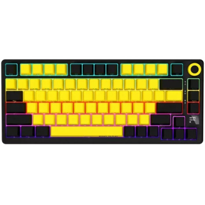 LORGAR KBP7075W Vezeték Nélküli Mechanikus Gamer Billentyűzet - Fekete/Sárga (Angol Kiosztás)