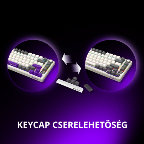 LORGAR KBP7075W Vezeték Nélküli Mechanikus Gamer Billentyűzet - Fekete/Piros (Angol Kiosztás)