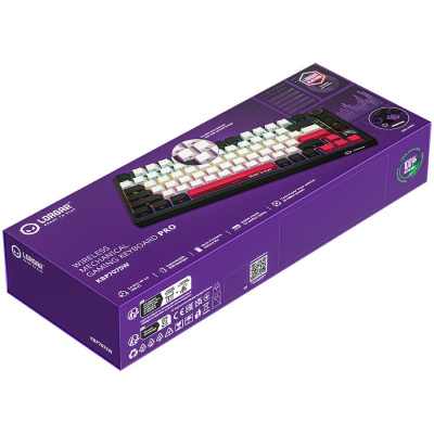 LORGAR KBP7075W Vezeték Nélküli Mechanikus Gamer Billentyűzet - Fekete/Piros (Angol Kiosztás)