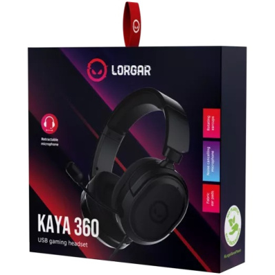 LORGAR Kaya 360 USB-A Gamer Headset - Fekete