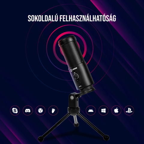 LORGAR Voicer 521 Gamer Mikrofon - Fekete