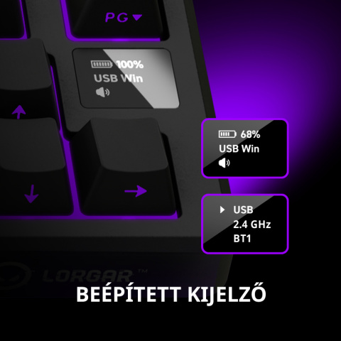 LORGAR KBP7075W Vezeték Nélküli Gamer Billentyűzet -Fehér