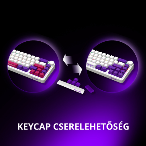 LORGAR KBP70MW, Vezetéknélküli 65% Mechanikus Gamer Pro Billentyűzet - Fekete-Piros