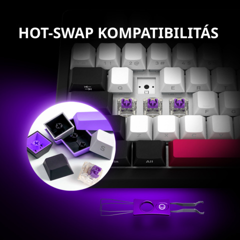 LORGAR KBP70MW, Vezetéknélküli 65% Mechanikus Gamer Pro Billentyűzet - Fehér