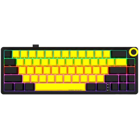 LORGAR KBP70MW, Vezetéknélküli 65% Mechanikus Gamer Pro Billentyűzet - Fekete-Sárga