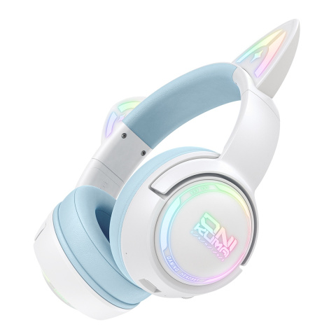 Onikuma GT838 vezeték nélküli cicafüles gamer headset, fehér-kék