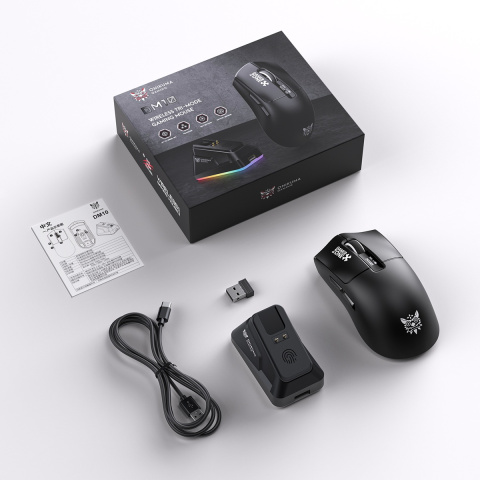 ONIKUMA DM10 Tri-Mode gamer egér + mágneses RGB töltődokkoló - Fekete