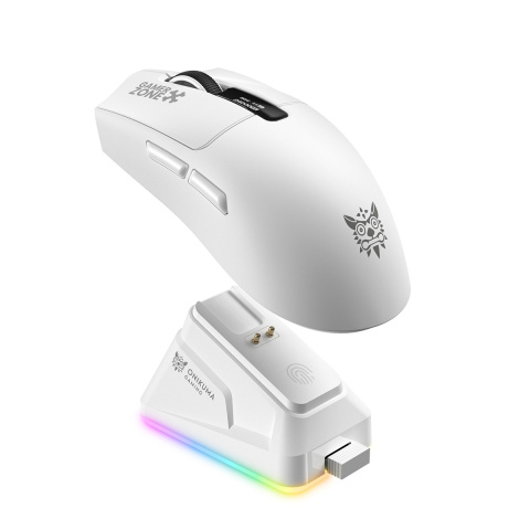 ONIKUMA DM10 Tri-Mode gamer egér + mágneses RGB töltődokkoló - Fehér