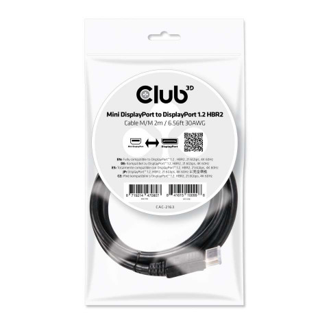 Club3D Mini DisplayPort HBR2 - DisplayPort 1.2a HBR2 - 2m kábel CAC-2163