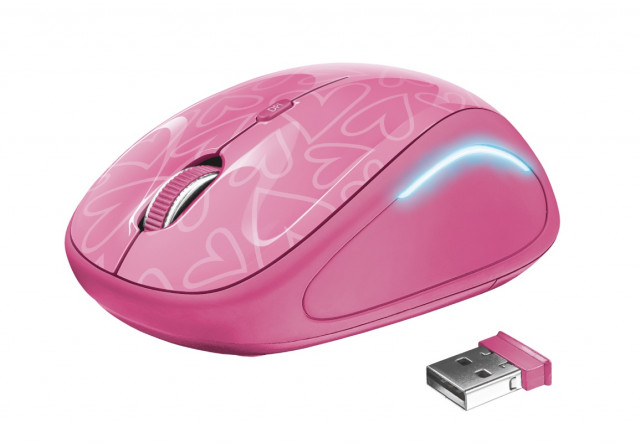 Trust Yvi FX Wireless Mouse vezeték nélküli pink egér