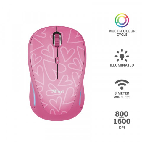 Trust Yvi FX Wireless Mouse vezeték nélküli pink egér