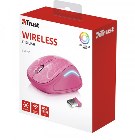 Trust Yvi FX Wireless Mouse vezeték nélküli pink egér