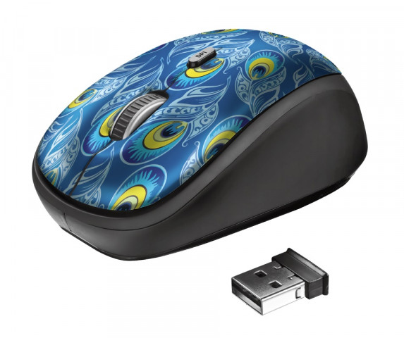 Trust Yvi Wireless Mouse vezeték nélküli páva mintás egér