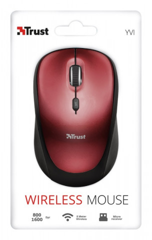 Trust Yvi Wireless Mouse vezeték nélküli piros egér
