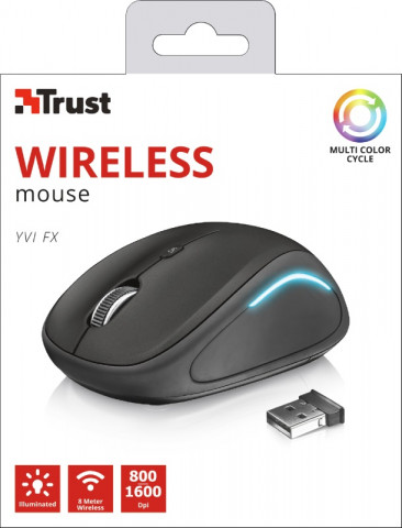 Trust Yvi FX Wireless Mouse vezeték nélküli fekete egér