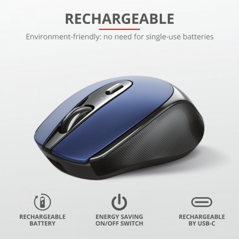 Trust Zaya Rechargeable Wireless Mouse - Kék