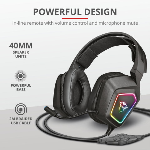 Trust GXT450 Blizz RGB 7.1 Surround Gamer fejhallgató - fekete