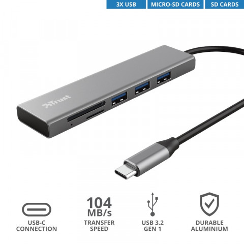 Trust HALYX FAST USB-C hub és kártyaolvasó