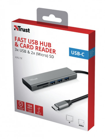 Trust HALYX FAST USB-C hub és kártyaolvasó