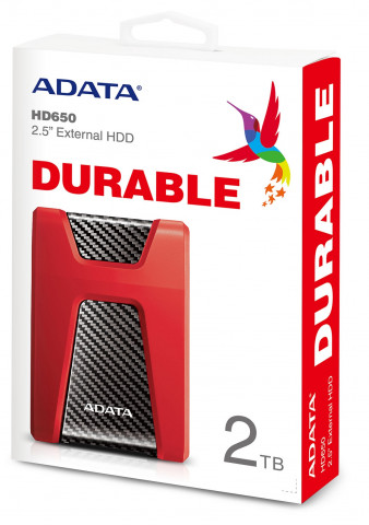 ADATA HD650 2,5" 2TB USB3.2 ütésálló piros külső winchester