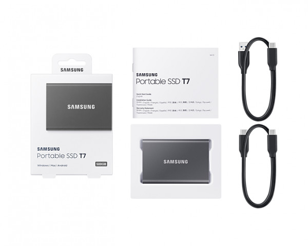 Samsung T7 szürke külső SSD 500GB USB 3.2