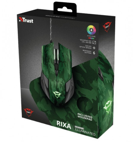 Trust Gaming GXT 781 RIXA CAMO vezetékes gaming optikai egér + egérpad