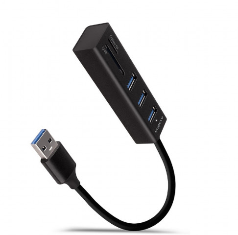 Axagon HMA-CR3A 3 portos USB3.2. Gen 2 fekete HUB kártyaolvasóval