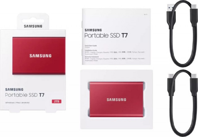 Samsung T7 2000GB USB 3.2 külső SSD - piros