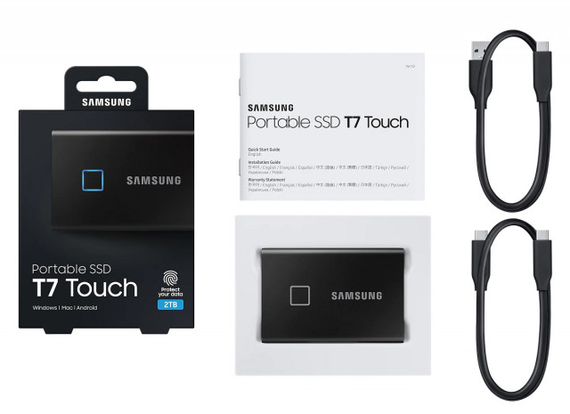 Samsung T7 Touch 2000GB USB 3.2 ujjlenyomatolvasós külső SSD - ezüst