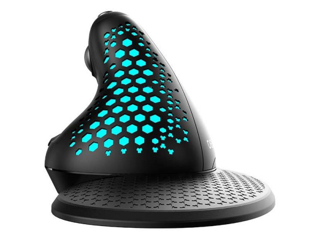 Delux M618XSD vezeték nélküli vertikális, ergonomikus egér Bluetooth + 2.4GHz RGB - Fekete