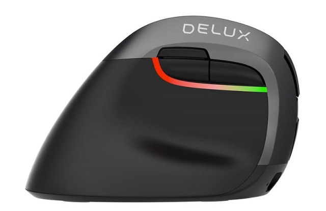 Delux M618ZD vezeték nélküli vertikális, balkezes egér Bluetooth + 2.4GHz - Fekete