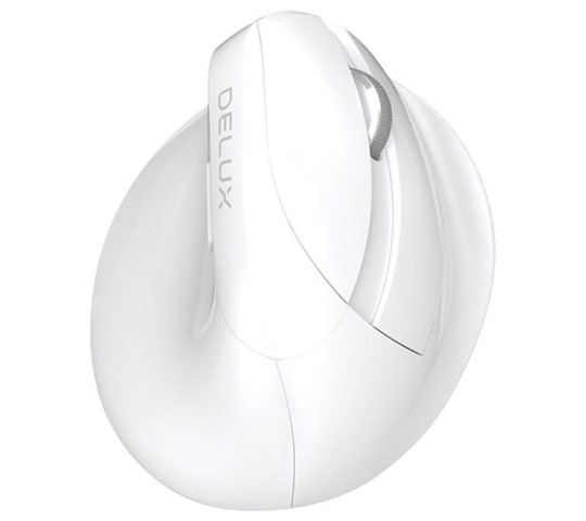Delux M618Mini DB vezeték nélküli vertikális egér Bluetooth + 2.4GHz RGB - Fehér