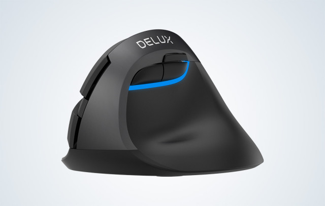 Delux M618Mini DB vezeték nélküli vertikális egér Bluetooth + 2.4GHz - Fekete