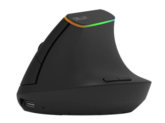 Delux M618DB vezeték nélküli vertikális egér Bluetooth + 2.4GHz RGB - Fekete