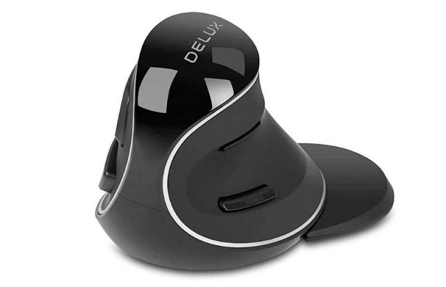 Delux M618PD vezeték nélküli vertikális egér Bluetooth + 2.4GHz - Fekete