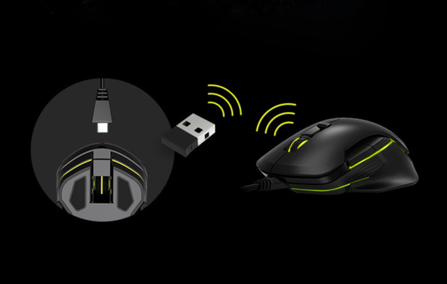Delux M627 vezeték nélküli gamer 2.4G RGB egér - Fekete