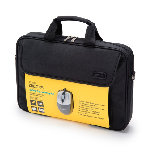Dicota V1 Value Toploading Wired Mouse Kit fekete táska 15.6"