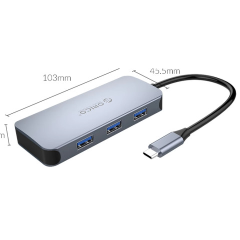 Orico Hub adapter 6 az 1-ben HDMI 4K + 3x USB 3.0 + RJ45 + USB-C PD 100W