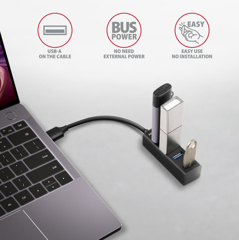 Axagon HUE-M1A 4 portos USB3.0 mini HUB - fekete