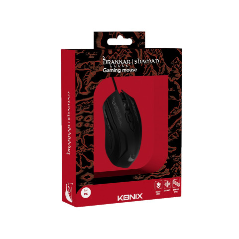 Konix Drakkar Shaman Vezetékes Gamer Egér - Fekete-Piros