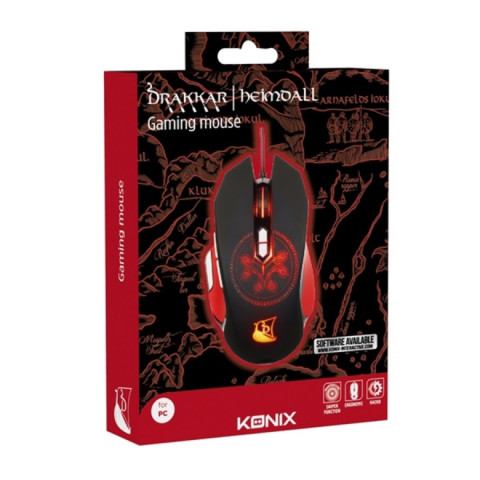 Konix Drakkar Heimdall Vezetékes Gamer Egér - Fekete-Piros
